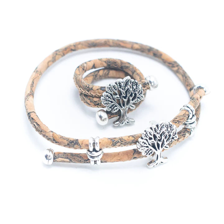 Lebensbaum Set Armband & Ring Korkrinde